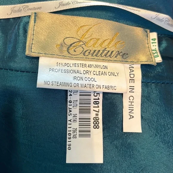 Jade Couture Mother of the Bride Teal Gown - Picture 12 of 16